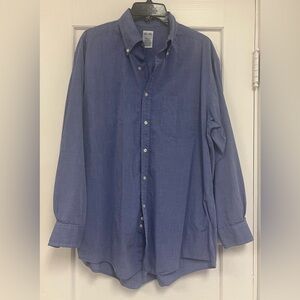 Brooks Brothers Makers Shirt 16-3 Relaxed Fit Made In USA Business Blue Cotton